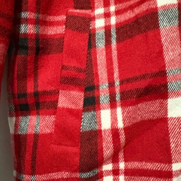 Lucky Brand Red Plaid Button Up Sherpa Fleece Lined Shirt Jacket Medium - Picture 9 of 13